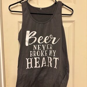 Gray Sleeveless Top with White Print